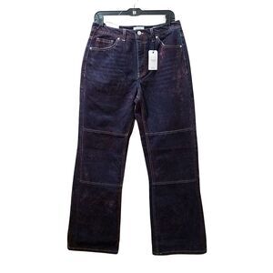 Forever 21 Flocked High-Rise Flare Jeans Women’s 29 Brown Slim Fit Denim 30x32